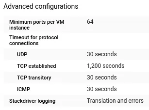 Screenshot the Cloud NAT configuration